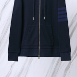 Thom Browne Classic Four Bar Hooded Zipper Jacket Unisex Casual Versatile Jacket