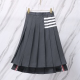 Thom Browne Women's Classic Four Bar High Waist Folding Skirt Commuter Versatile Short Skirt