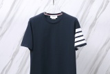 Thom Browne Classic Four Bar Round Neck Short Sleeve Couple's Casual Loose T-shirt
