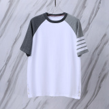 Thom Browne Classic Four Bar Splicing Short Sleeve Unisex Casual Versatile T-shirt