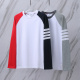 Thom Browne Unisex Classic Four Bar Splicing Round Neck Casual Long Sleeve T-shirt