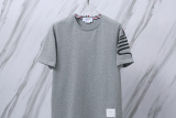 Thom Browne Classic Embroidered Striped Round Neck Short Sleeve Unisex Casual Versatile T-shirt