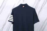Thom Browne Unisex Classic Four Bar Casual Versatile Polo Shirt