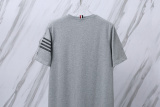 Thom Browne Classic Embroidered Striped Round Neck Short Sleeve Unisex Casual Versatile T-shirt