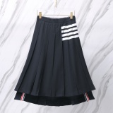Thom Browne Women's Classic Four Bar High Waist Folding Skirt Commuter Versatile Short Skirt