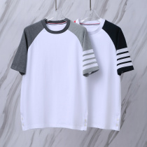 Thom Browne Classic Four Bar Splicing Short Sleeve Unisex Casual Versatile T-shirt Thom Browne Classic Four Bar Splicing Short Sleeve Unisex Casual Versatile T-shirt