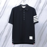 Thom Browne Unisex Classic Four Bar Casual Versatile Polo Shirt