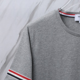 Thom Browne Classic Tri Color Ribbon Round Neck Short Sleeve Unisex Casual Versatile T-shirt