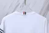 Thom Browne Classic Embroidered Striped Round Neck Short Sleeve Unisex Casual Versatile T-shirt