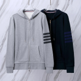 Thom Browne Classic Four Bar Hooded Zipper Jacket Unisex Casual Versatile Jacket