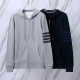 Thom Browne Classic Four Bar Hooded Zipper Jacket Unisex Casual Versatile Jacket