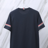 Thom Browne Classic Tri Color Ribbon Round Neck Short Sleeve Unisex Casual Versatile T-shirt