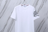 Thom Browne Classic Embroidered Striped Round Neck Short Sleeve Unisex Casual Versatile T-shirt