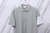 Thom Browne Unisex Classic Four Bar Casual Versatile Polo Shirt
