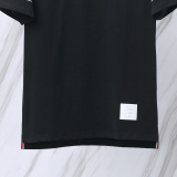 Thom Browne Classic Tri Color Ribbon Round Neck Short Sleeve Unisex Casual Versatile T-shirt