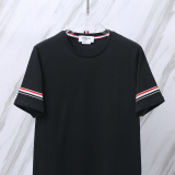 Thom Browne Classic Tri Color Ribbon Round Neck Short Sleeve Unisex Casual Versatile T-shirt