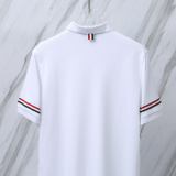 Thom Browne Unisex Classic Three Color Ribbon Pocket Casual Versatile Polo Shirt