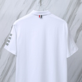 Thom Browne Unisex Classic Four Bar Casual Versatile Polo Shirt