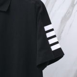 Thom Browne Unisex Classic Four Bar Casual Versatile Polo Shirt
