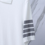 Thom Browne Unisex Classic Four Bar Sailing Jacquard Short Sleeve Knitted Polo Shirt