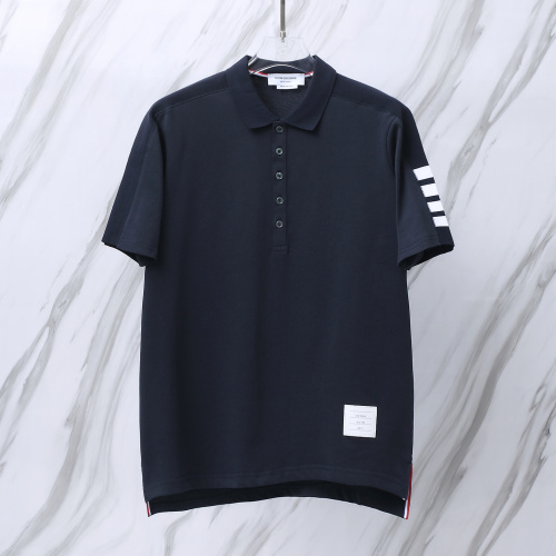 Thom Browne Unisex Classic Four Bar Casual Versatile Polo Shirt