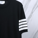Thom Browne Unisex Classic Four Bar Sailing Jacquard Round Neck Knitted Short Sleeve