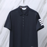 Thom Browne Unisex Classic Four Bar Casual Versatile Polo Shirt