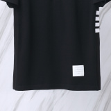 Thom Browne Unisex Classic Four Bar Casual Versatile Polo Shirt