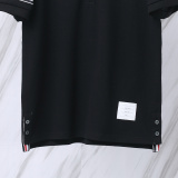 Thom Browne Unisex Classic Three Color Ribbon Pocket Casual Versatile Polo Shirt