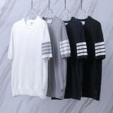 Thom Browne Unisex Classic Four Bar Sailing Jacquard Round Neck Knitted Short Sleeve
