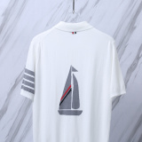 Thom Browne Unisex Classic Four Bar Sailing Jacquard Short Sleeve Knitted Polo Shirt