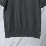 Thom Browne Unisex Classic Tri Color Jacquard Ice Silk Knitted Polo Shirt