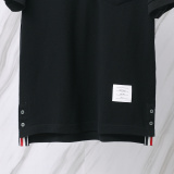 Thom Browne Unisex Classic Three Color Ribbon Pocket Casual Versatile Polo Shirt