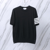 Thom Browne Unisex Classic Four Bar Sailing Jacquard Round Neck Knitted Short Sleeve