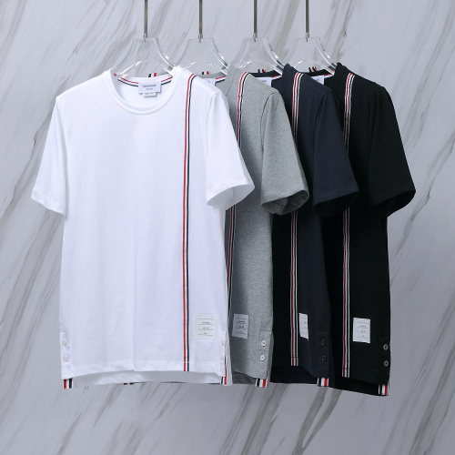 Thom Browne Classic Side Ribbon Round Neck Short Sleeve Unisex Casual Versatile T-shirt