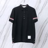 Thom Browne Unisex Classic Three Color Ribbon Pocket Casual Versatile Polo Shirt