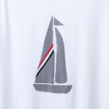 Thom Browne Unisex Classic Four Bar Sailing Jacquard Round Neck Knitted Short Sleeve