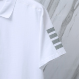 Thom Browne Unisex Classic Four Bar Casual Versatile Polo Shirt