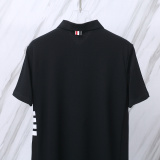 Thom Browne Unisex Classic Four Bar Casual Versatile Polo Shirt