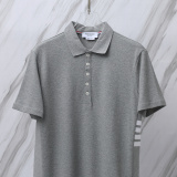 Thom Browne Unisex Classic Four Bar Casual Versatile Polo Shirt