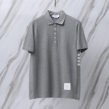Thom Browne Unisex Classic Four Bar Casual Versatile Polo Shirt