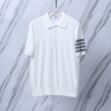 Thom Browne Unisex Classic Four Bar Sailing Jacquard Short Sleeve Knitted Polo Shirt
