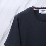 Thom Browne Classic Four Bar Round Neck T-shirt Unisex Casual Versatile Short Sleeve