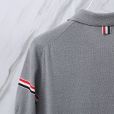 Thom Browne Unisex Classic Tri Color Jacquard Ice Silk Knitted Polo Shirt