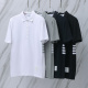 Thom Browne Unisex Classic Four Bar Casual Versatile Polo Shirt