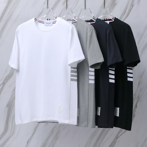 Thom Browne Classic Four Bar Round Neck T-shirt Unisex Casual Versatile Short Sleeve