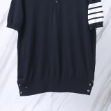 Thom Browne Unisex Classic Four Bar Sailing Jacquard Short Sleeve Knitted Polo Shirt