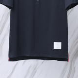Thom Browne Unisex Classic Four Bar Casual Versatile Polo Shirt