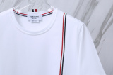 Thom Browne Classic Side Ribbon Round Neck Short Sleeve Unisex Casual Versatile T-shirt