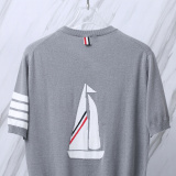 Thom Browne Unisex Classic Four Bar Sailing Jacquard Round Neck Knitted Short Sleeve